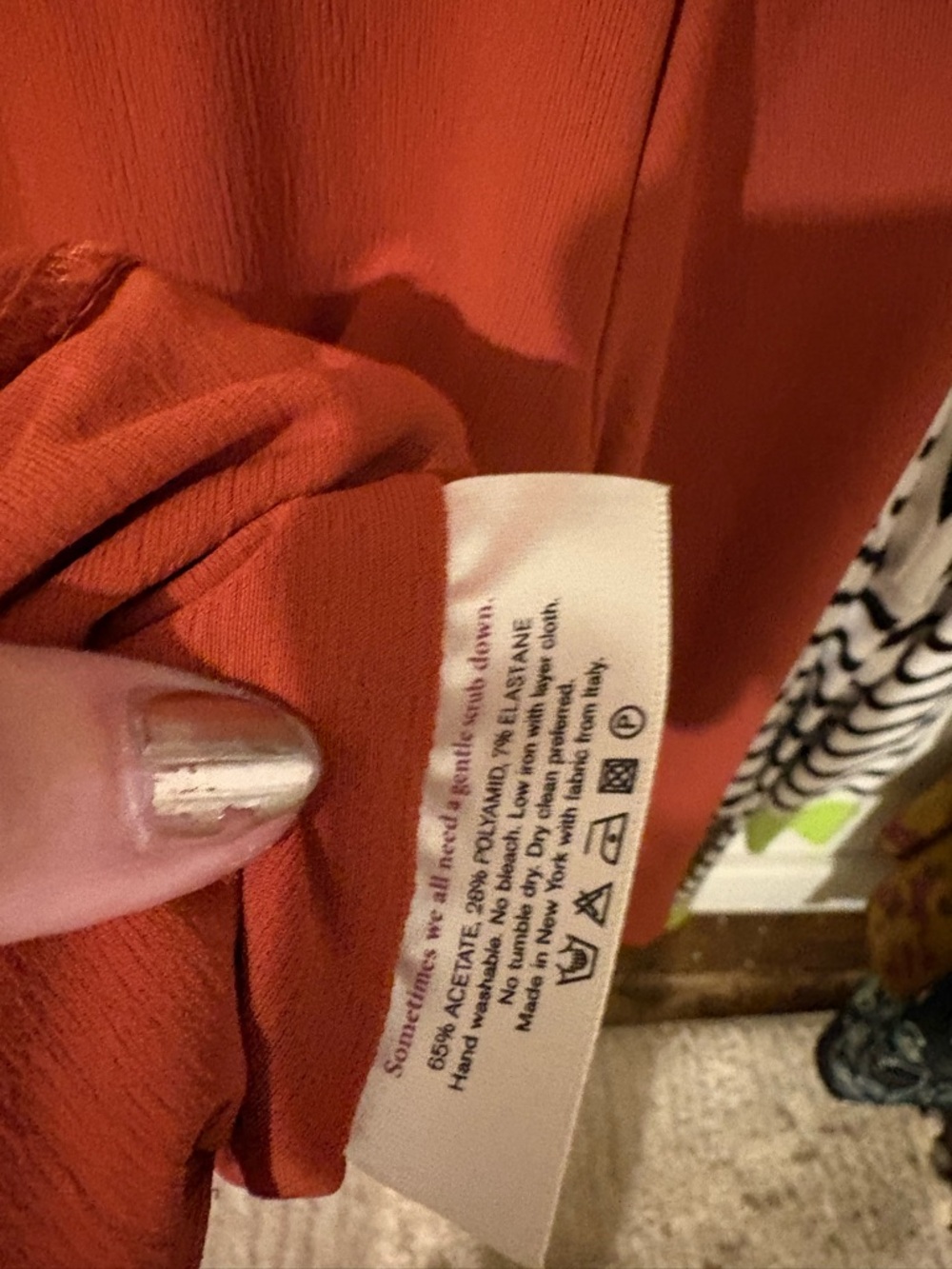 MM Lafleur orange-Rust draped faux Wrap Top Jersey work long sleeve small - Picture 4 of 6